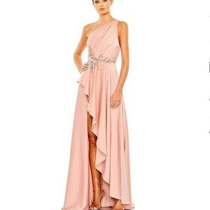 MAC DUGGAL EMBELLISHED ONE SHOULDER ASYMMETRICAL GOWN